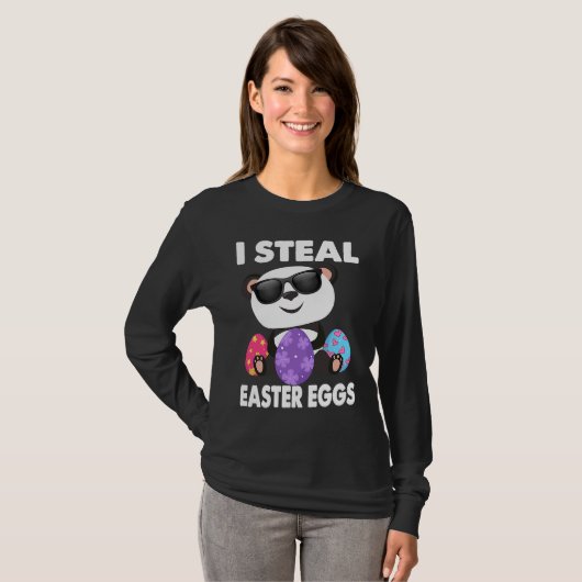 Cute Panda I Steal Easter Eggs  Egg Girls & Boys Tシャツ (正面フル)