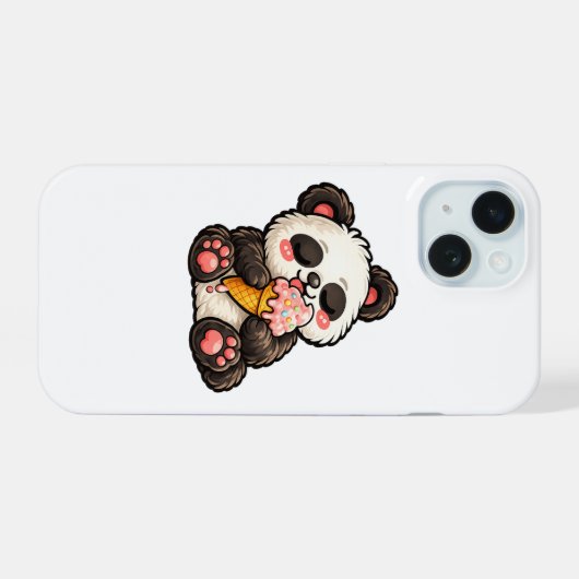 Cute Panda Ice Cream iPhone 15ケース (裏面横)