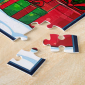 Cute Panda In Christmas Sweater Wears Santa Hat ジグソーパズル (側面)