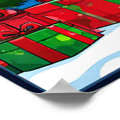 Cute Panda In Christmas Sweater Wears Santa Hat ポスター (角)