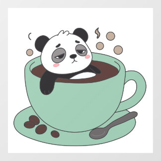 Cute Panda In Coffee Cup Coffee Lover Gift ウィンドウサイン