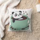 Cute Panda In Coffee Cup Coffee Lover Gift クッション (ブランケット)