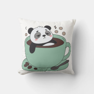 Cute Panda In Coffee Cup Coffee Lover Gift クッション