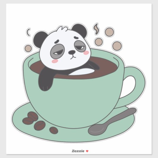 Cute Panda In Coffee Cup Coffee Lover Gift シール (シート)