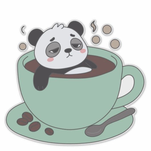 Cute Panda In Coffee Cup Coffee Lover Gift シール (正面)