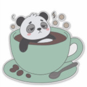 Cute Panda In Coffee Cup Coffee Lover Gift シール (正面)