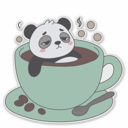 Cute Panda In Coffee Cup Coffee Lover Gift シール (正面)