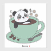 Cute Panda In Coffee Cup Coffee Lover Gift シール (シート)