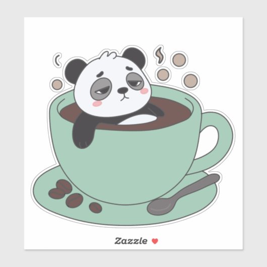 Cute Panda In Coffee Cup Coffee Lover Gift シール (シート)