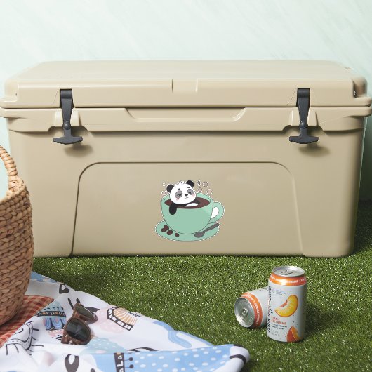 Cute Panda In Coffee Cup Coffee Lover Gift シール (クーラー)