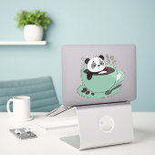 Cute Panda In Coffee Cup Coffee Lover Gift シール (デスク上のノートパソコン)
