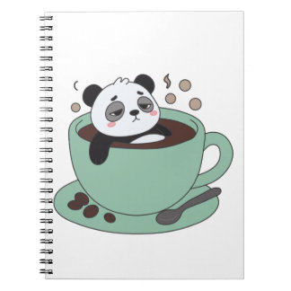 Cute Panda In Coffee Cup Coffee Lover Gift ノートブック