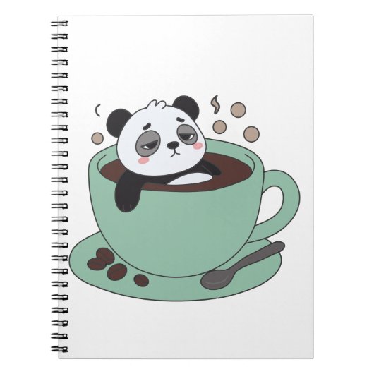 Cute Panda In Coffee Cup Coffee Lover Gift ノートブック (正面)