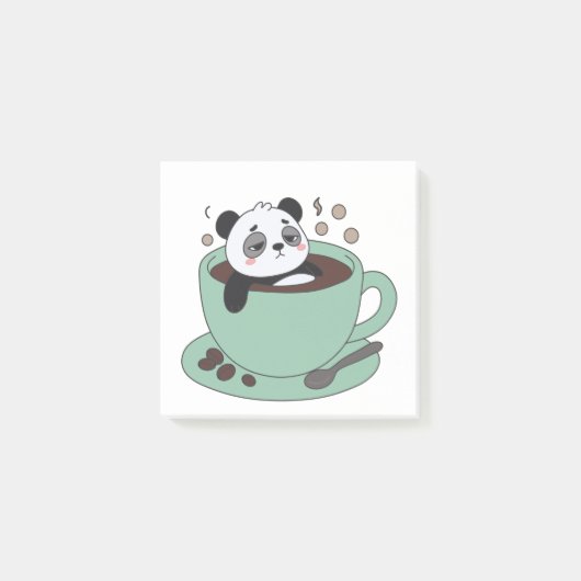 Cute Panda In Coffee Cup Coffee Lover Gift ポストイット (正面)