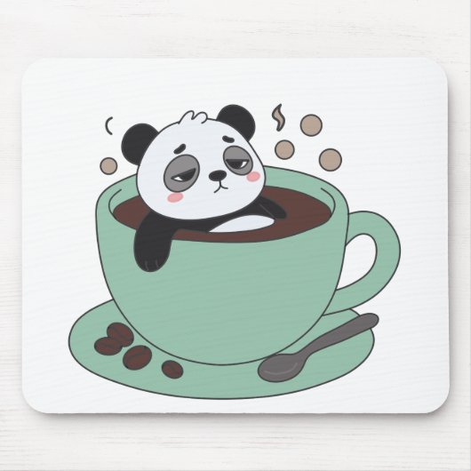 Cute Panda In Coffee Cup Coffee Lover Gift マウスパッド (正面)