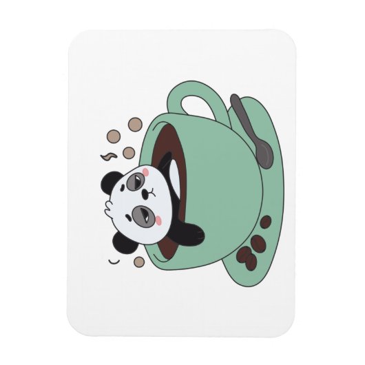 Cute Panda In Coffee Cup Coffee Lover Gift マグネット (縦)