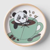 Cute Panda In Coffee Cup Coffee Lover Gift 壁時計 (正面)