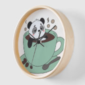 Cute Panda In Coffee Cup Coffee Lover Gift 壁時計 (傾斜)