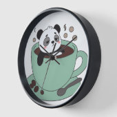 Cute Panda In Coffee Cup Coffee Lover Gift 壁時計 (傾斜)