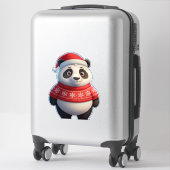 Cute Panda In Santa Hat And Christmas Sweater シール (スーツケース)