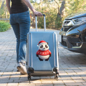 Cute Panda In Santa Hat And Christmas Sweater シール (スーツケースインサイチュ)