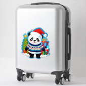 Cute Panda In Santa Hat And Christmas Sweater シール (スーツケース)