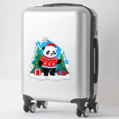 Cute Panda In Santa Hat And Christmas Sweater シール (スーツケース)
