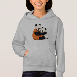 Cute Panda Love Cuddling Kids Pullover Hoodie