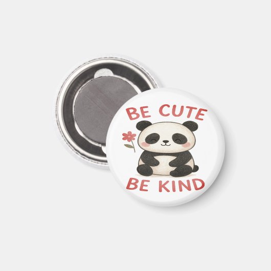 Cute Panda Magnet Button – “Be Cute, Be Kind” マグネット (正面/裏面)