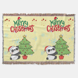 cute panda merry Christmas blanket スローブランケット