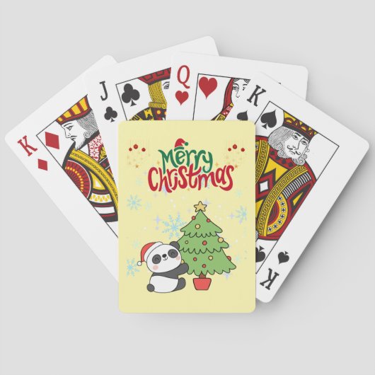 cute panda merry Christmas  Poker Cards トランプ (裏面)