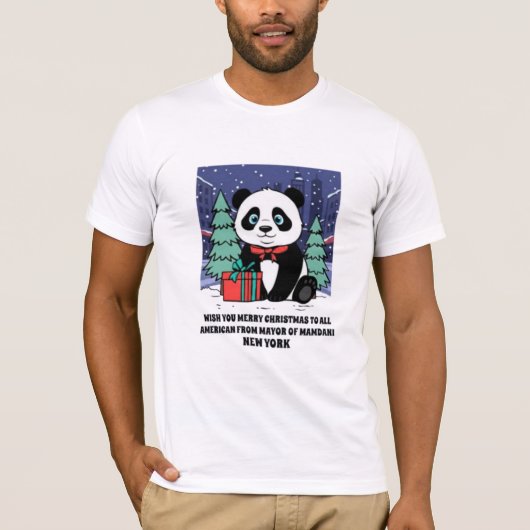 Cute Panda Merry Christmas T-Shirt | New York Holi Tシャツ (正面)
