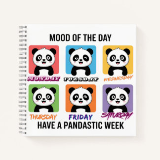 Cute Panda Mood of the Day Notebook – Kawaii Weekl ノートブック