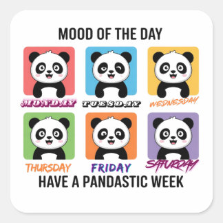 Cute Panda Mood of the Day Stickers スクエアシール