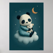Cute Panda on Cloud Nursery Bedtime ポスター (正面)