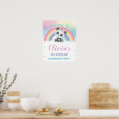 Cute Panda Pandacorn Rainbow Birthday Welcome ポスター (キッチン)