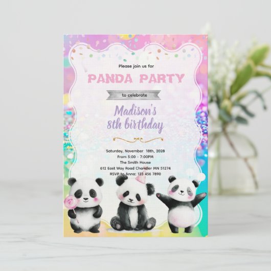 Cute panda party invitation 招待状 (スタンド正面)