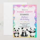 Cute panda party invitation 招待状 (正面/裏面)