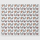 Cute Panda Pattern Black and White Photo ラッピングペーパー (フラット)