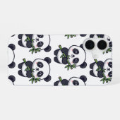 Cute Panda Pattern iPhone Case – Black & White 16ケース (裏面横)