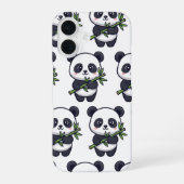 Cute Panda Pattern iPhone Case – Black & White 16ケース (裏面)