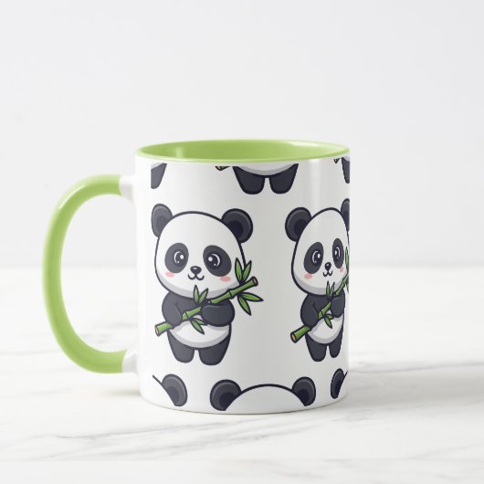 Cute Panda Pattern Mug – Black & White Design マグカップ (左)