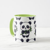 Cute Panda Pattern Mug – Black & White Design マグカップ (正面左)