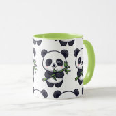 Cute Panda Pattern Mug – Black & White Design マグカップ (正面右)