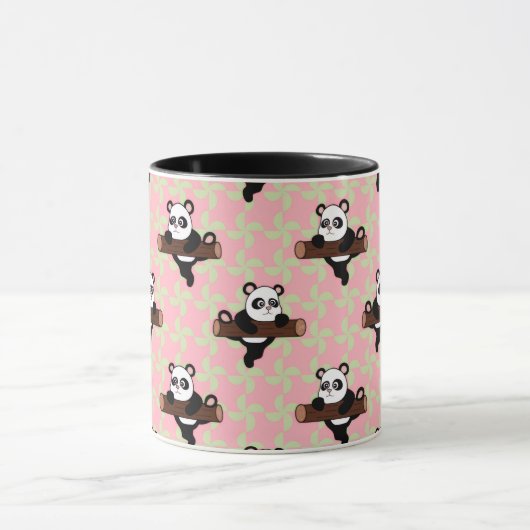 Cute Panda Pattern on Pink – Kawaii Seamless マグカップ (中央)