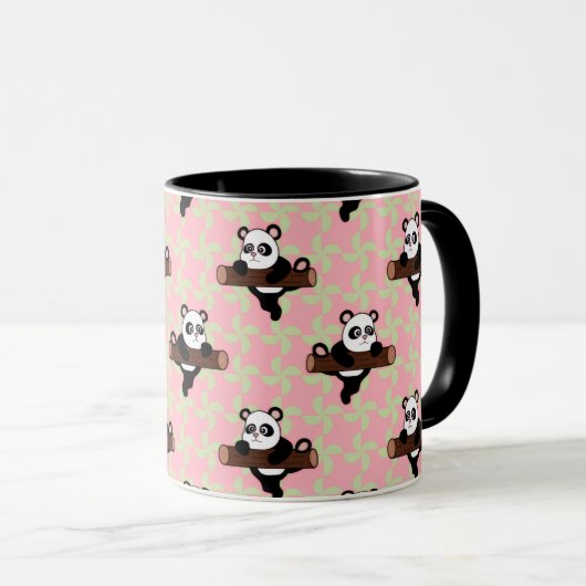 Cute Panda Pattern on Pink – Kawaii Seamless  マグカップ (正面右)