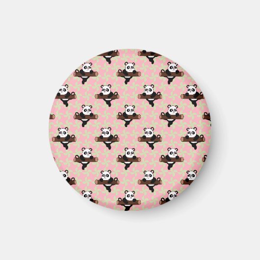 Cute Panda Pattern on Pink – Kawaii Seamless  マグネット (正面)