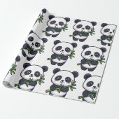 Cute Panda Pattern Wrapping Paper – Minimal Black  ラッピングペーパー (アンロールド)