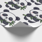 Cute Panda Pattern Wrapping Paper – Minimal Black  ラッピングペーパー (角)