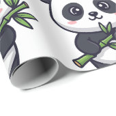Cute Panda Pattern Wrapping Paper – Minimal Black  ラッピングペーパー (ロールコーナー)